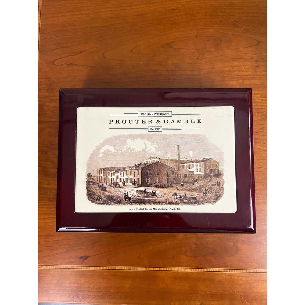 Procter & Gamble 175th Anniversary Wooden Keepsake Box 1853 Plant Tile Inlay